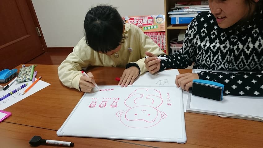 ホワイトボードに絵を書いている画像